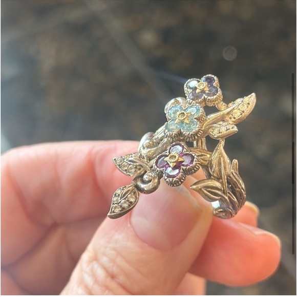 BARBARA BIXBY LOTUS FLOWER RING STERLING 925 RHODOLITE IOLITE TOPAZ GEMS 7.5 EUC - Picture 4 of 16